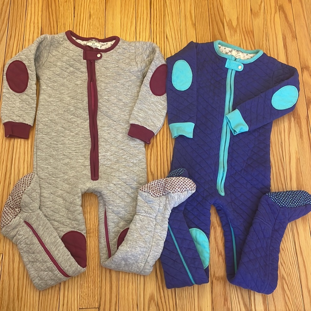 Baby Deedee Sleepsie Quilted Pajamas, lot of 2 pairs